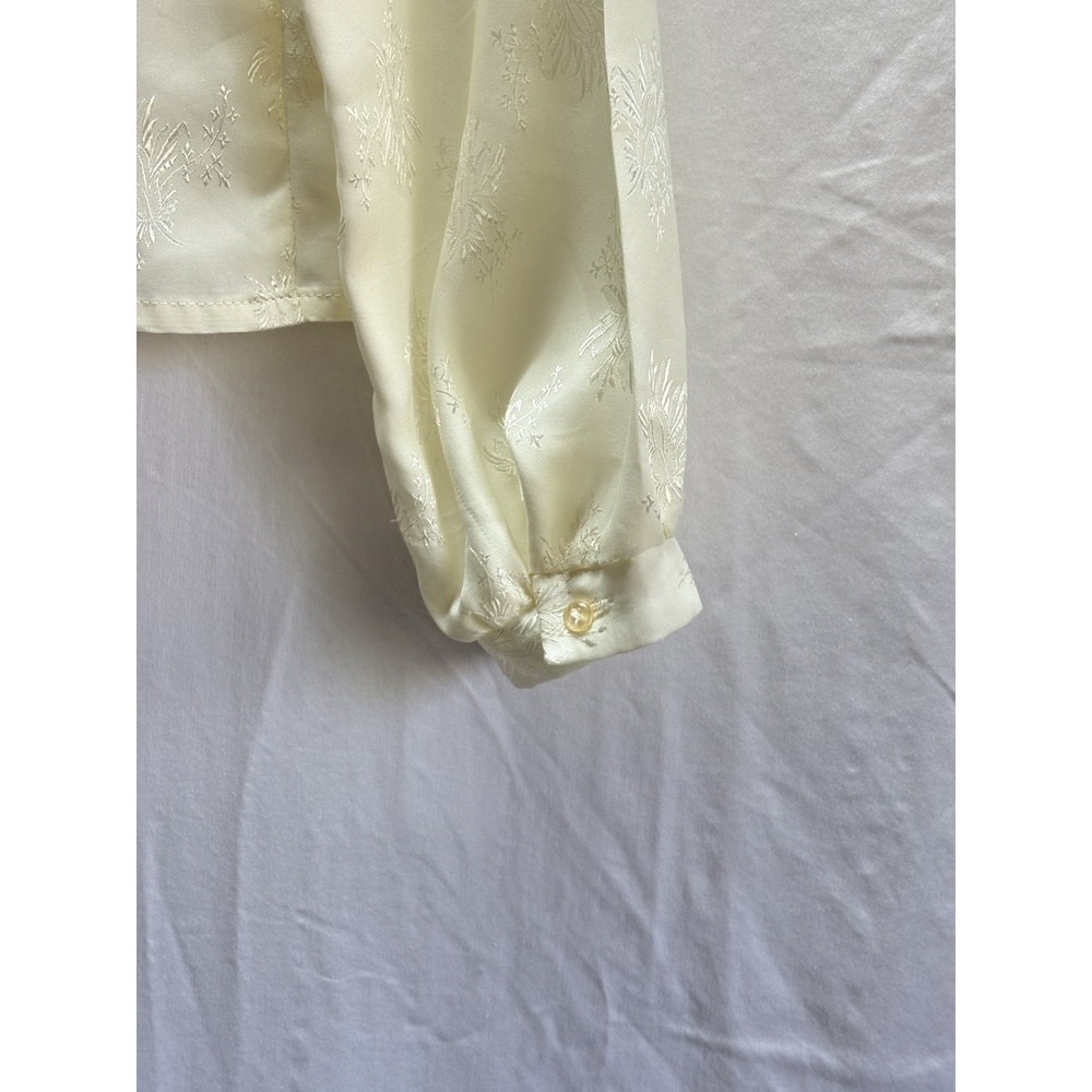 Vintage Ivory Jacquard Blouse Cottagecore Romantic‎ Boho Long Sleeve You Babes - Picture 5 of 16